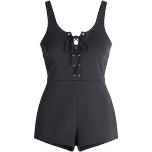 Raggs‎ II Riches Lace Up Ren Fair Gothic Layering Basic Romper Shorts Womens L